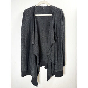 Diesel Silver Metallic Star Long Open Cardigan Edgy Goth Luxury Designer Emo M